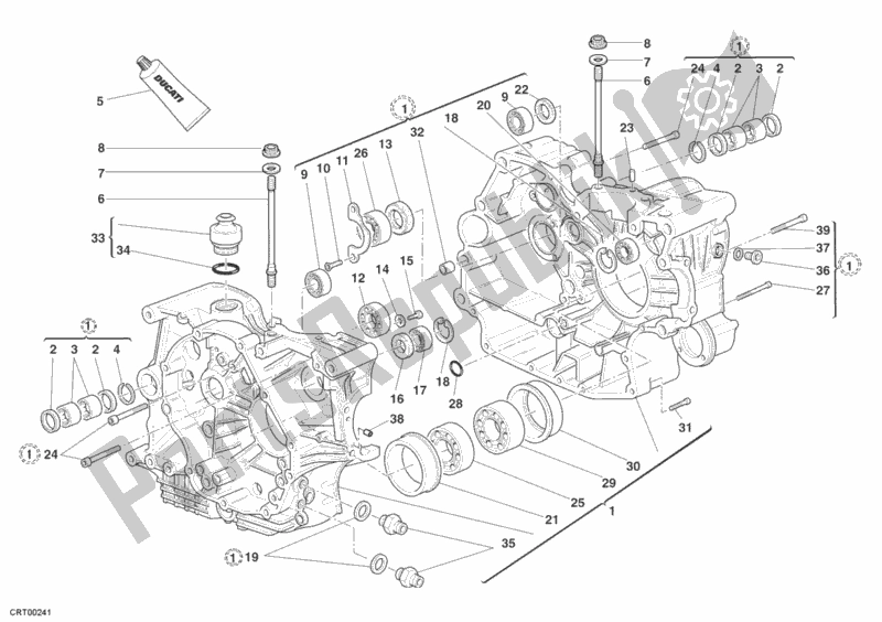 All parts for the Crankcase of the Ducati Sport ST3 S ABS 1000 2006